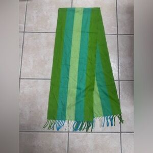 Unbranded Made in England Cashmere Green Striped Scarf